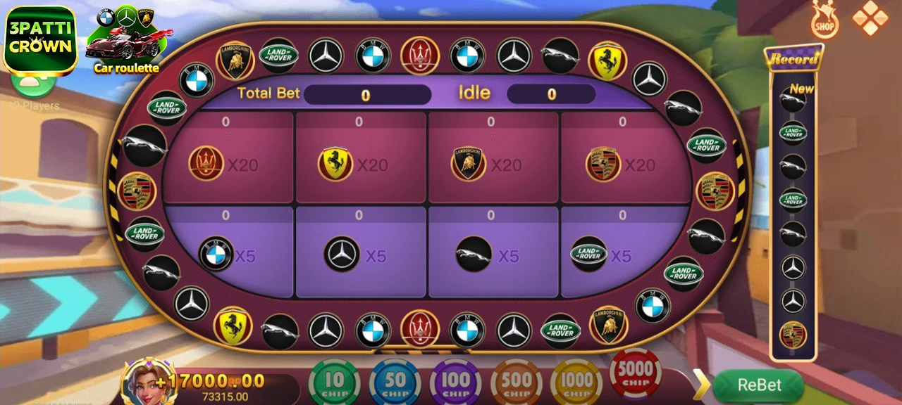 Car Roulette Teen Patti Crown game demo